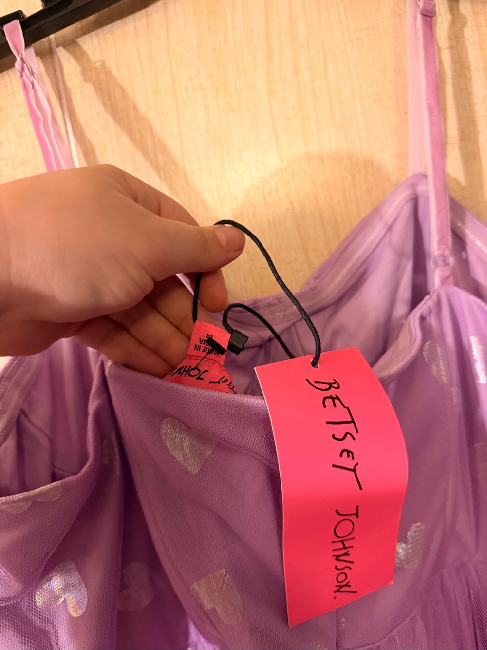 Betsey Johnson Lavender Heart Print Dress - Picture 9 of 10